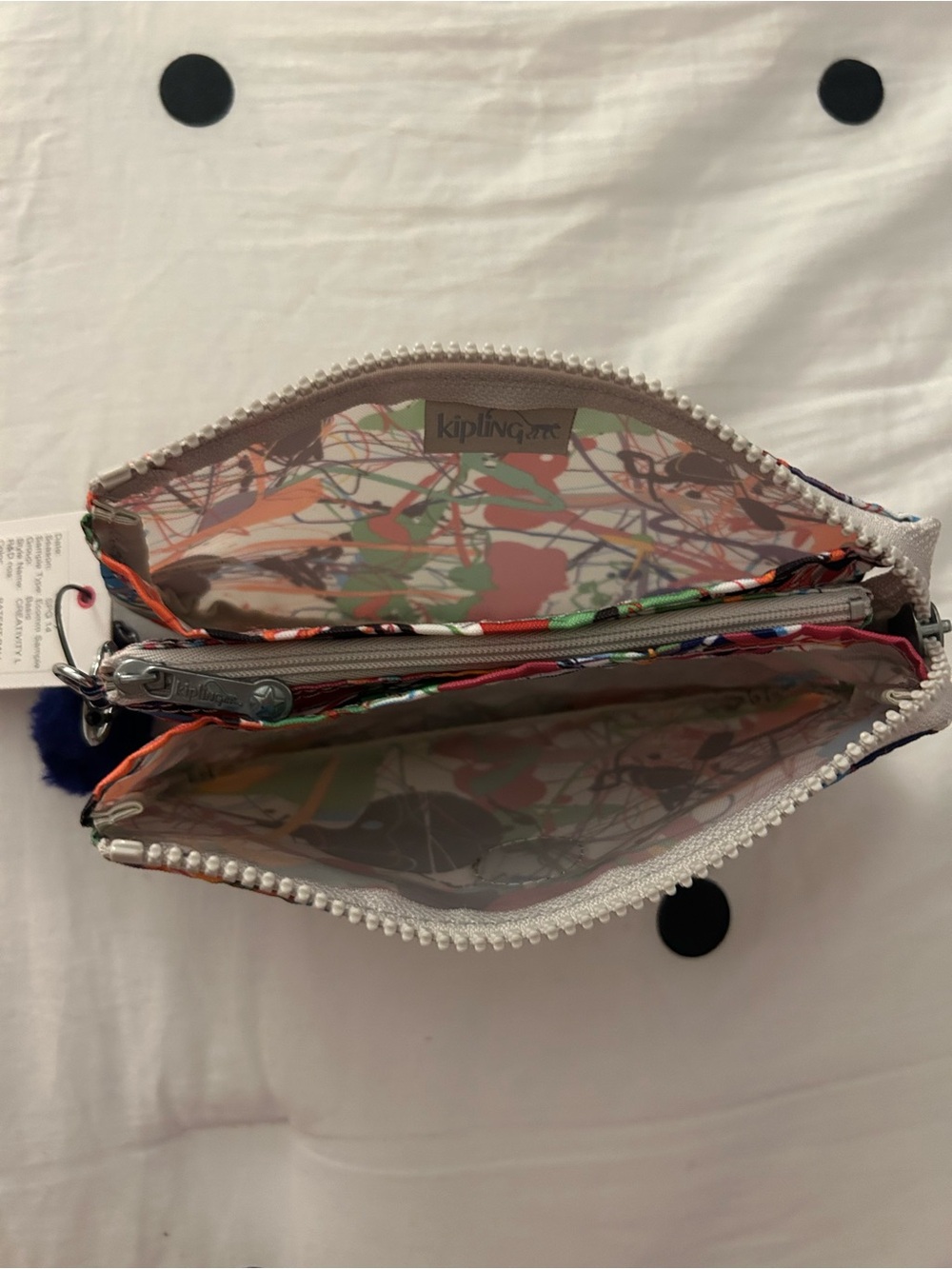 Kipling Creativity Large Pouch in Paint Ball Print View 3